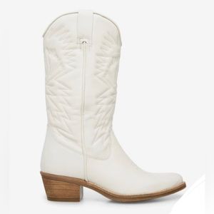 Steve Madden White Leather Cowgirl Boots